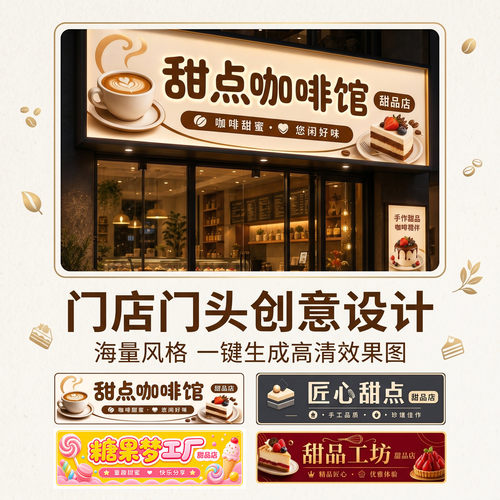 甜品店灯箱广告招牌设计烘焙蛋糕门头卡布软膜灯箱广告牌模板制作