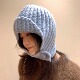 ins韩国蓝色羊毛针织帽秋冬时髦复古护耳保暖川西旅游可爱飞行帽
