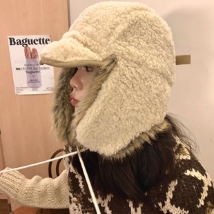 加绒加厚暖和雷锋帽子女冬季系带仿皮草护耳雪地户外骑车飞行帽潮