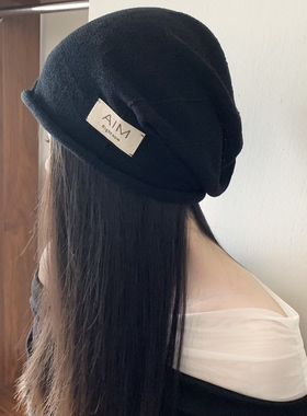 皮皮酱帽子女新款羊毛棉纱混纺堆堆帽透气薄款卷边文艺大头包头帽