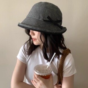 透气遮阳宽檐卷边盆帽 日系高品纯棉渔夫帽女夏季 小众又很好戴