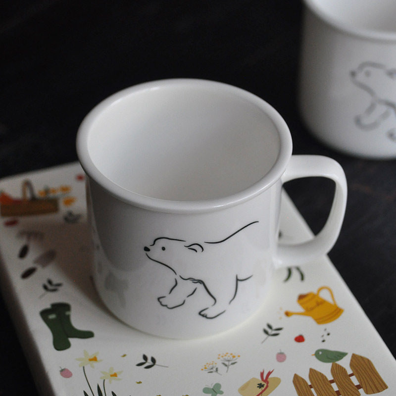 简单线条骨瓷纯白马克杯早餐水杯牛奶杯子