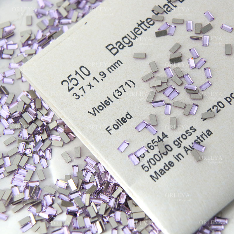 施家华子2510平底371紫罗兰色彩色小长方指甲装饰品轻奢DIY贴钻