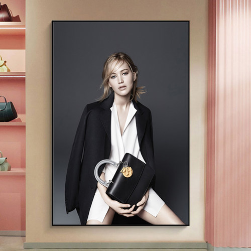 女装店装饰画现代轻奢美女女包黑白简约小众艺术挂画直播间墙面画
