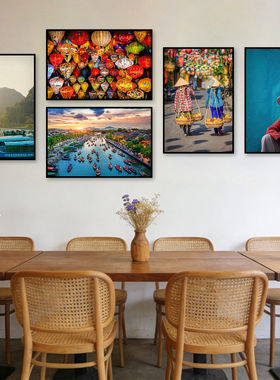 越南河内风景装饰画东南亚料理餐厅饭店挂画南洋风情咖啡店壁画