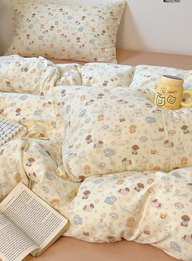 泡芙狗 超柔软全棉a类双层纱被套纯棉纱布儿童宝宝单双人被罩定做