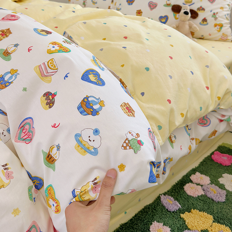 支持定做甜美卡通纯棉斜纹被套