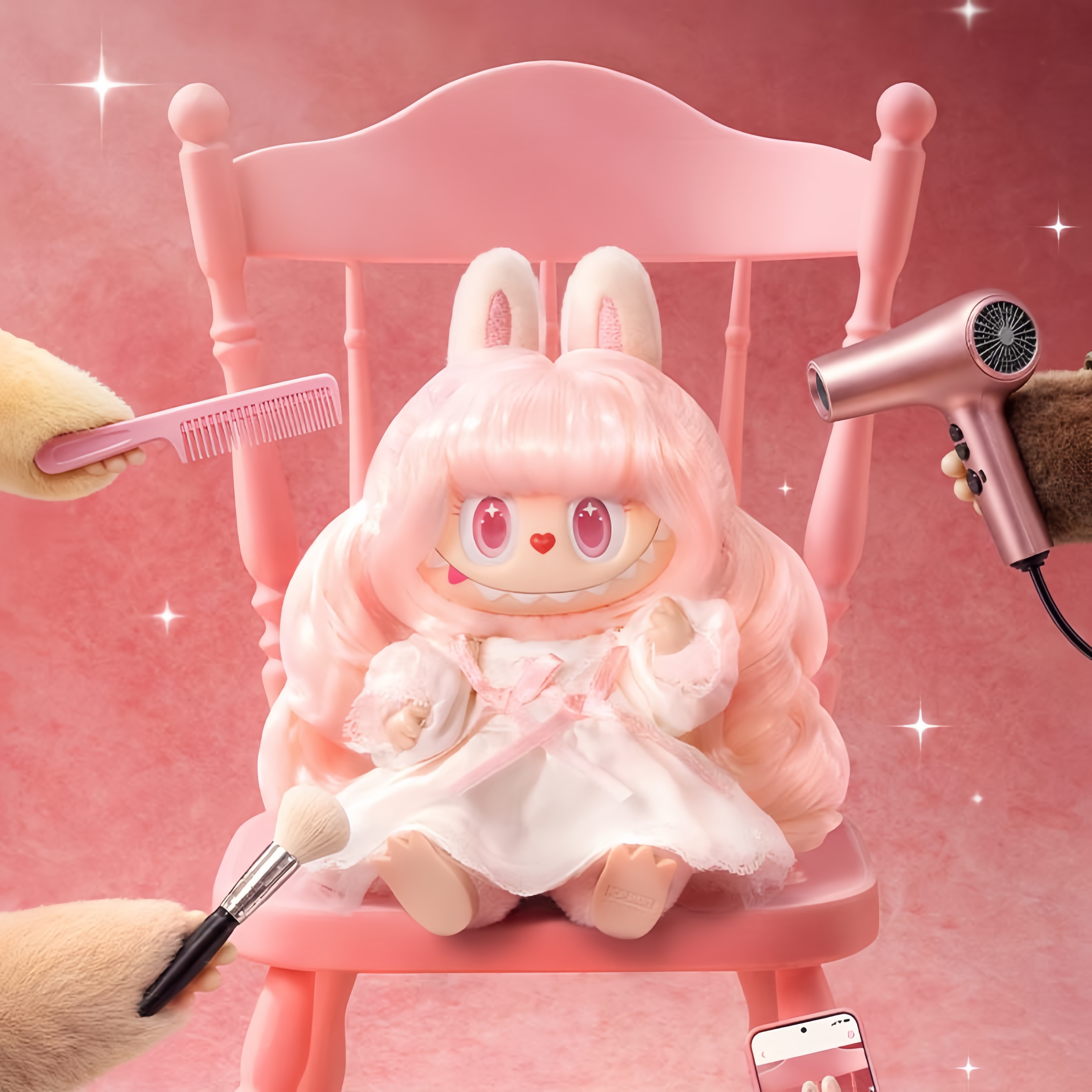 POPMART泡泡玛特拉布布THE MONSTERS 复古理发店搪胶毛绒挂件盲盒