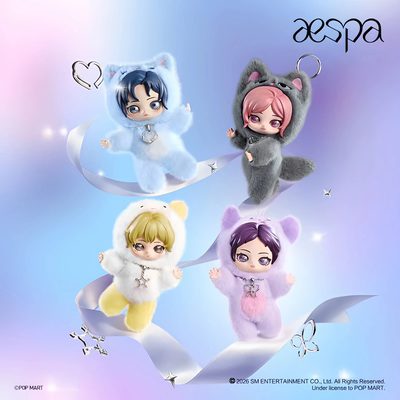 POPMART泡泡玛特aespa联名绒绒萌友系列毛绒盲盒挂件公仔周边礼物