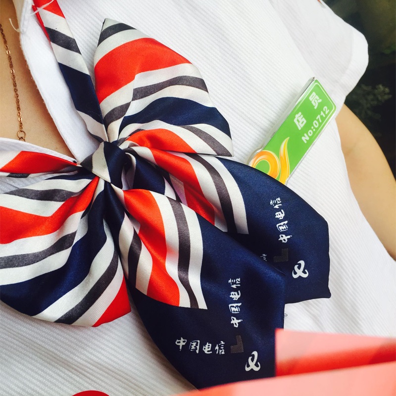 新款中国电信4G5G女士职业领花空姐电信局丝巾专用制服蝴蝶结领结