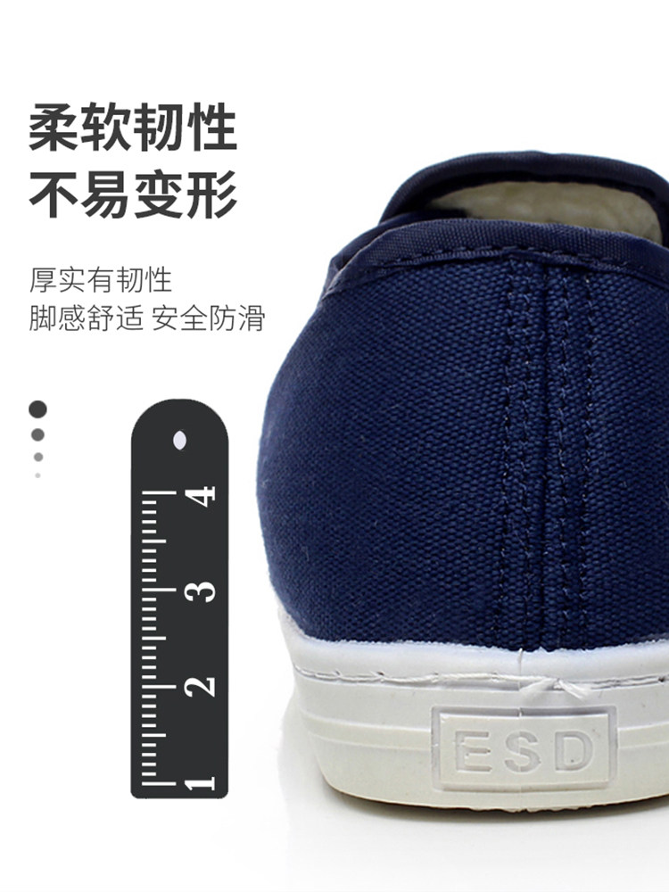 ANTI-STATIC BLUE FOUR-HOLE SHOES WINTER WARM CANVAS WORK SHOES PU SOFT SOLE WHITE DUST-FREE COTTON SHOES