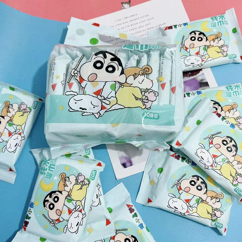 绿色蜡笔小新湿巾10抽