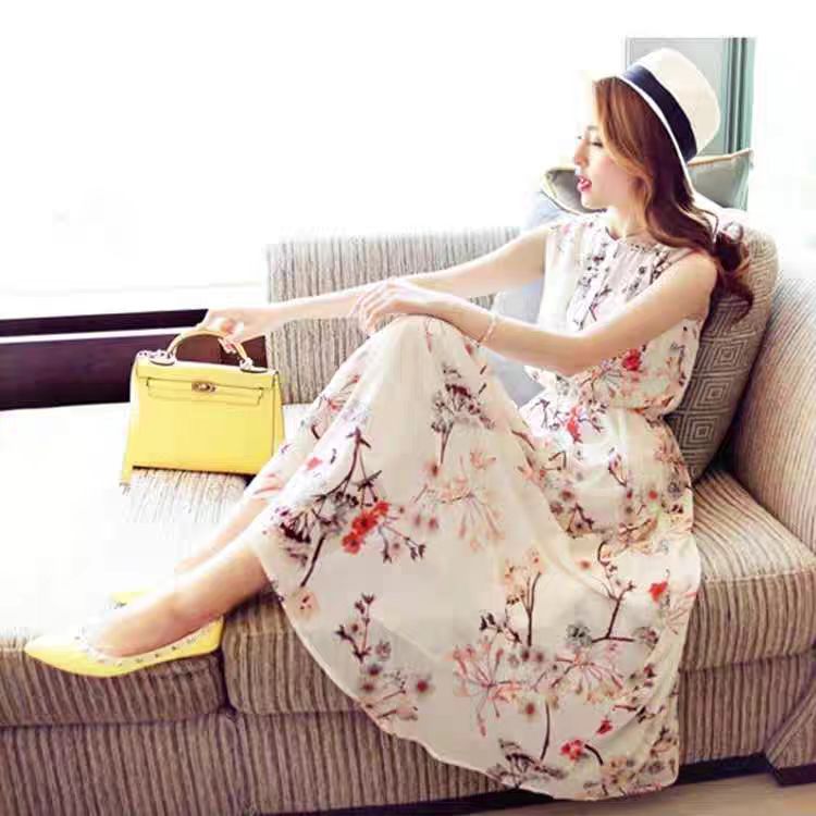 特价清 波西米亚长裙夏女装连衣裙气质海边度假收腰显瘦雪纺裙子