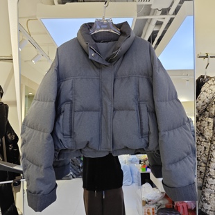 2025冬装新款短款立领羽绒服女灰色加厚保暖面包服小个子冬季外套