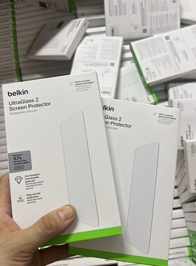 Belkin贝尔金苹果16promax/15pro手机钢化膜iphone11/XR/Xsmax/13promax/14promax/7plus/8plus 保护膜超薄