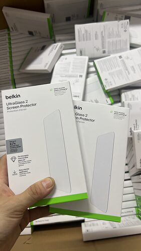 Belkin贝尔金苹果16promax/15pro手机钢化膜iphone11/XR/Xsmax/13promax/14promax/7plus/8plus 保护膜超薄