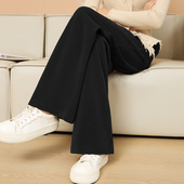 细条纹雪尼尔窄版 高腰垂感加绒直筒休闲裤 阔腿裤 女2025春秋冬新款