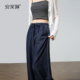 慵懒风直筒裤 安芙琳 子 女春夏新品 薄款 天丝软牛仔 丹宁蓝阔腿裤