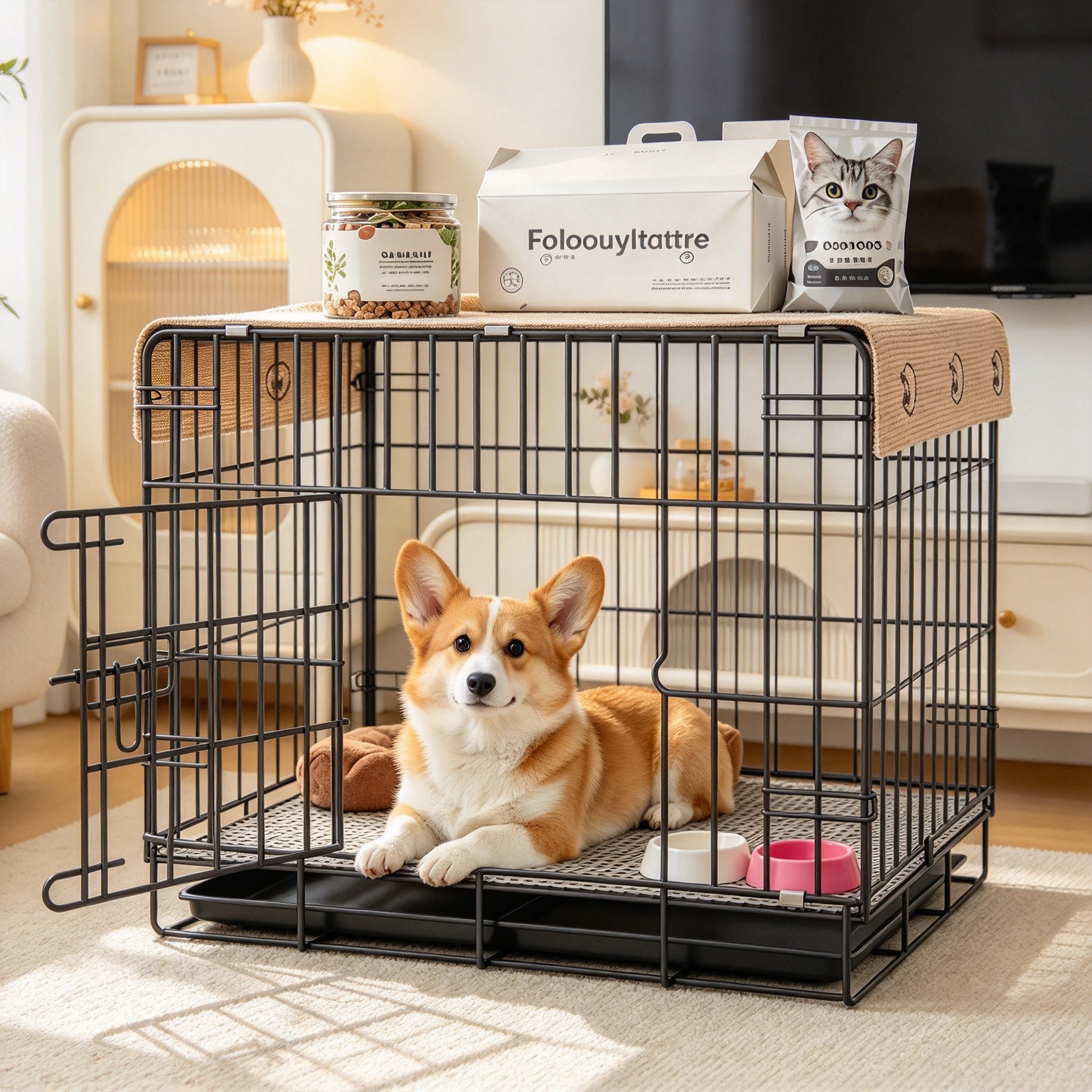 狗笼子小型犬家用室内中型大型折叠款带厕所宠物泰迪柯基室内狗笼