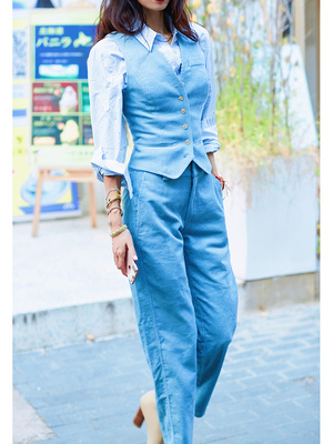 灯芯绒全棉棉加厚背心马甲长裤