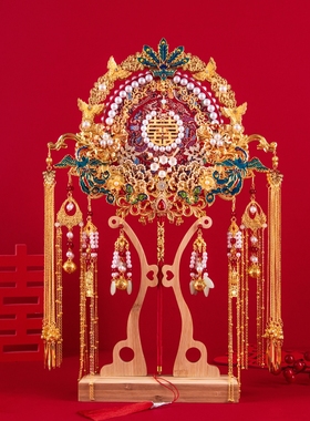 双面中式婚礼团扇新娘结婚喜扇礼盒重工婚扇古风秀禾服闺蜜送礼品