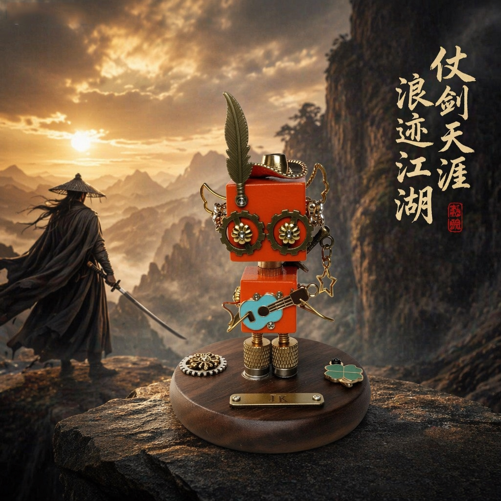 西部吉他手手工朋克机器人摆件｜仗歌走天涯小众手作礼物生日告白