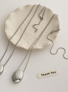 欧美复古银色钛钢水滴项链轻奢高端小众级设计感长款时尚锁骨颈链