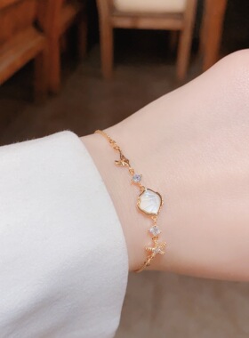 欧美复古贝母海星镶钻锆石手链轻奢高端小众级设计感精致百搭个性