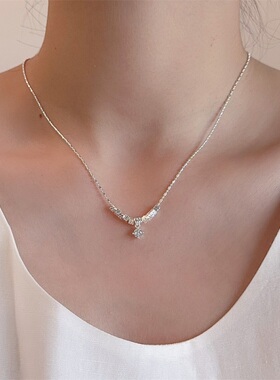 欧美复古碎冰冰银子项链水钻轻奢高端小众级设计感时尚精致锁骨颈