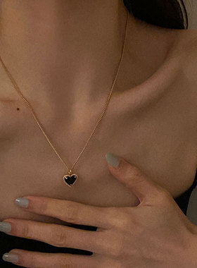 欧美复古镶钻锆石爱心项链轻奢高端小众级设计感时尚精致锁骨颈链