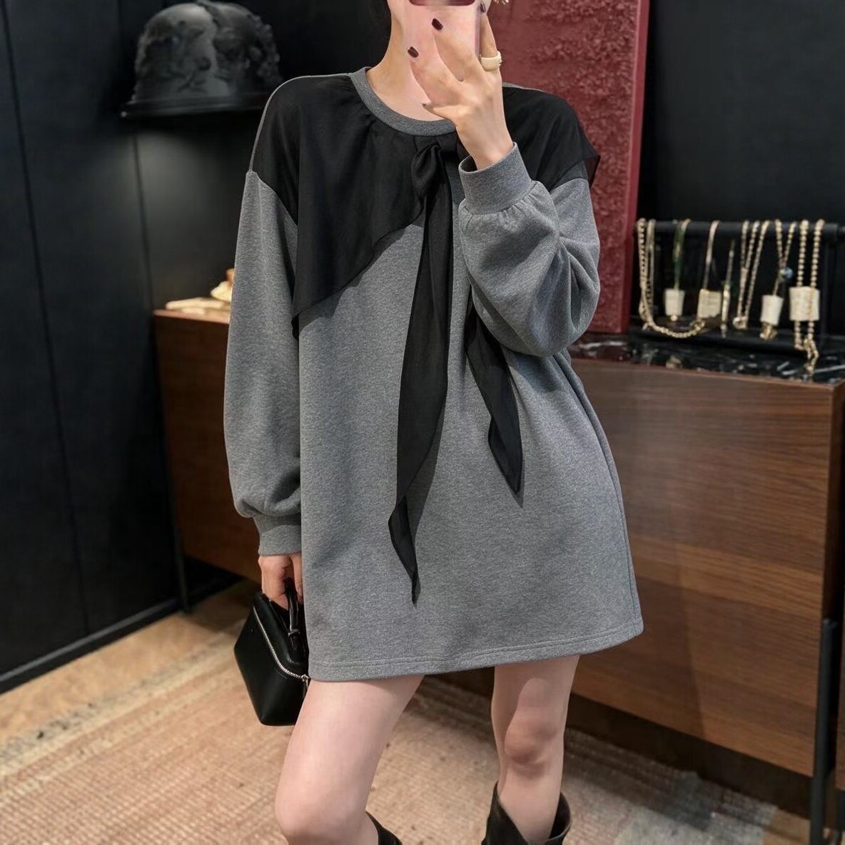 阔版中长款t恤裙女显瘦卫衣秋潮
