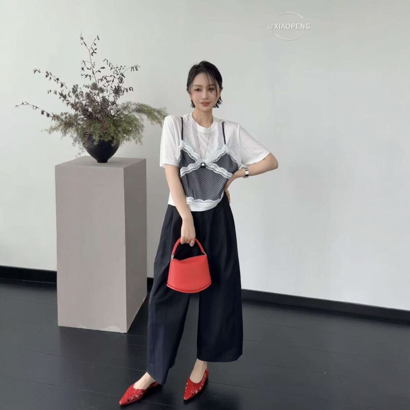 吊带假两件短袖女t恤2026新款潮