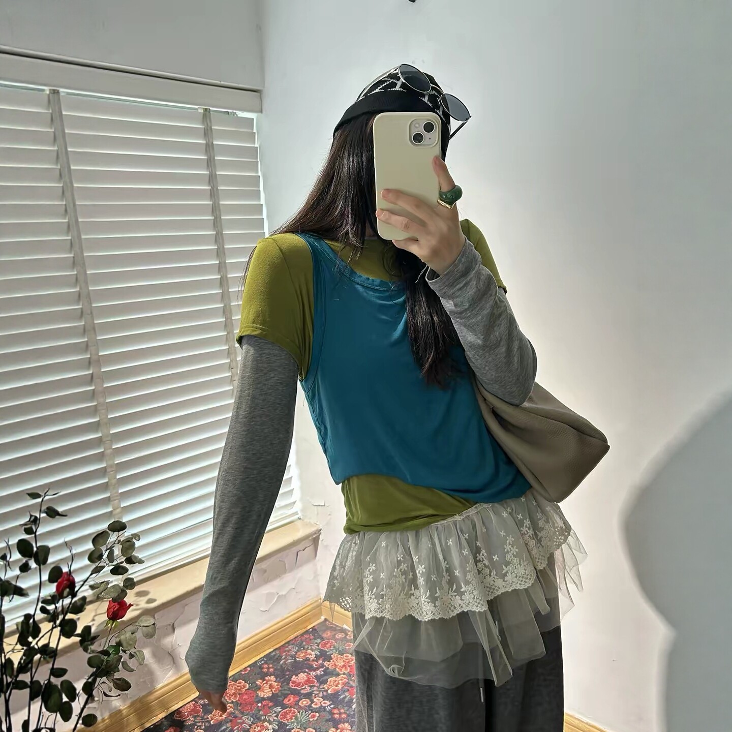 时髦小众撞色叠穿假两件长袖T恤