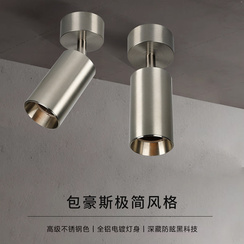 明装包豪斯色中古风不锈钢色工业风家用无主灯高级感筒灯可调灯图片