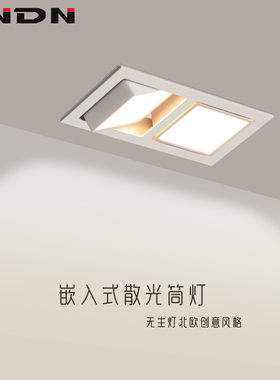 led双头方型筒灯嵌入式单头双头三头天花灯北欧店铺家用豆胆射灯