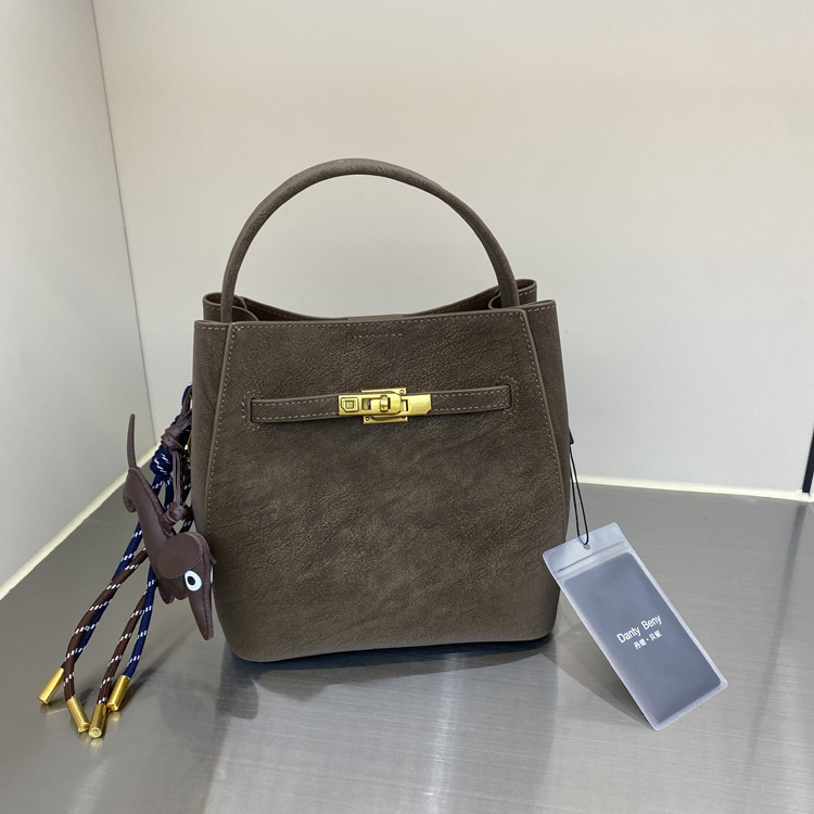 复古擦色手提水桶女包百搭