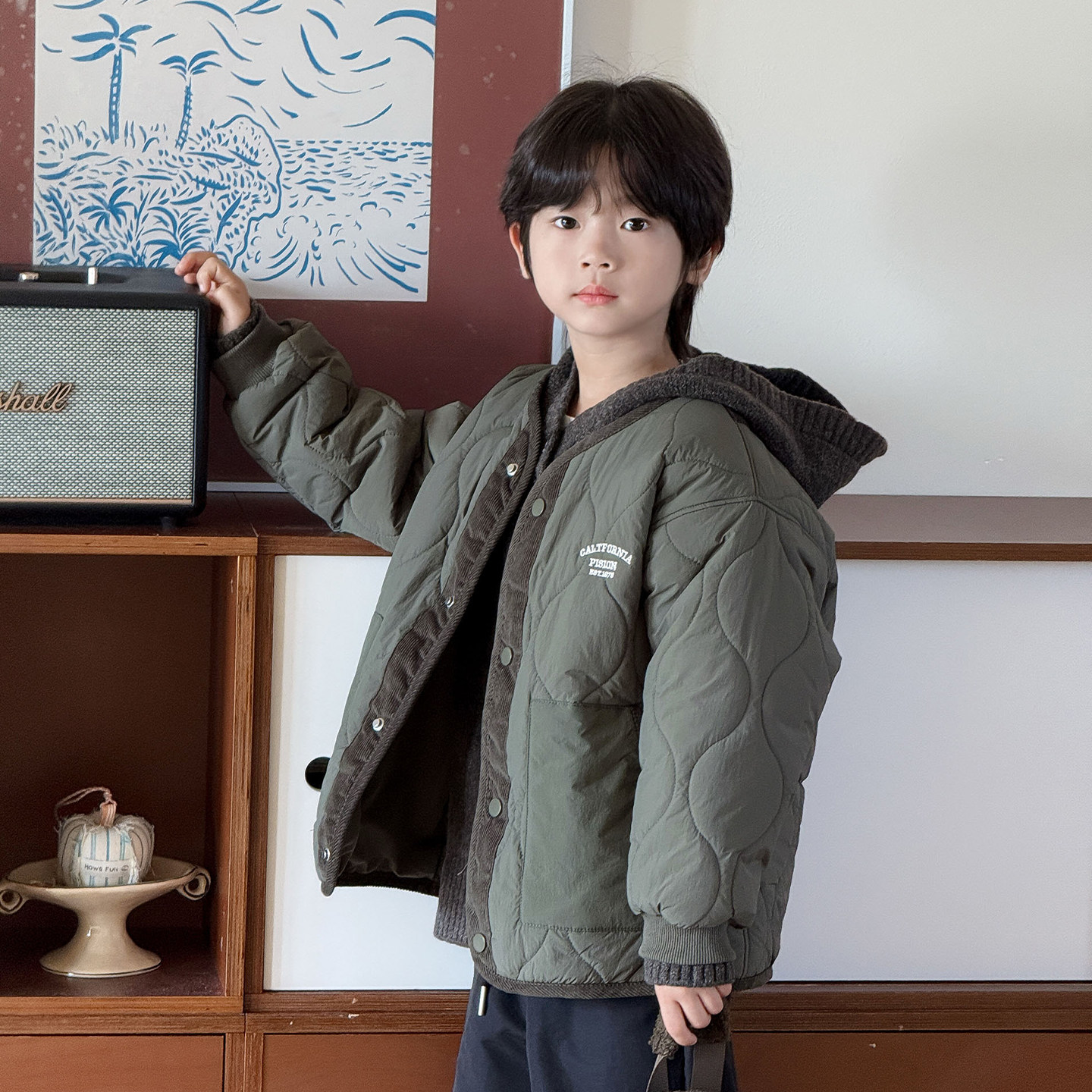 男童洋气保暖夹棉外套棉服