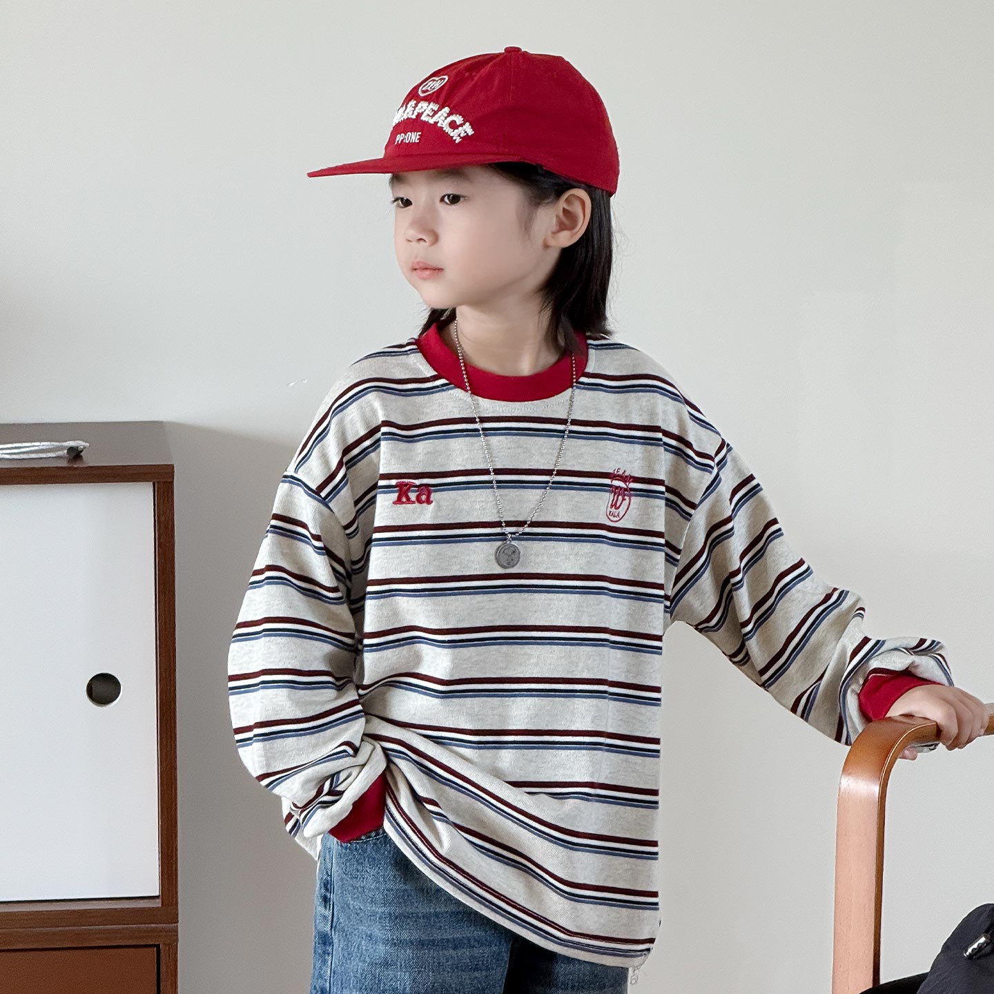 秋季男童舒适休闲长袖条纹T恤潮t