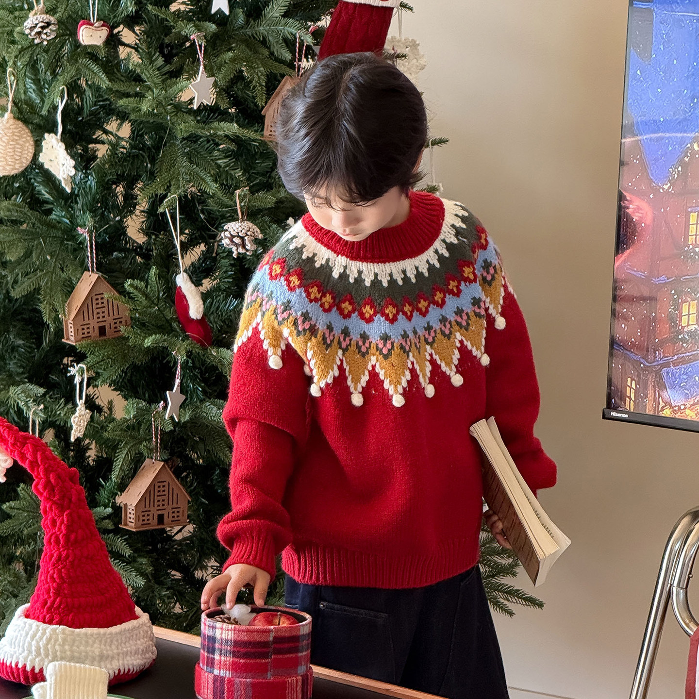 2025冬季新男女童柔软费尔岛毛衣儿童圣诞针织衫上衣童装新年年服,童装/婴儿装/亲子装,毛衣/针织衫,淘宝优惠券,粉丝福利购,淘宝优惠卷