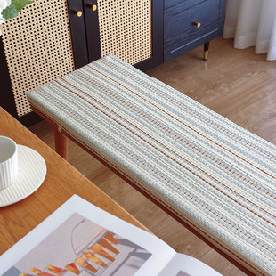 费尔岛中古风长条凳坐垫防滑坐垫多巴胺条纹提花板凳换鞋凳飘窗垫
