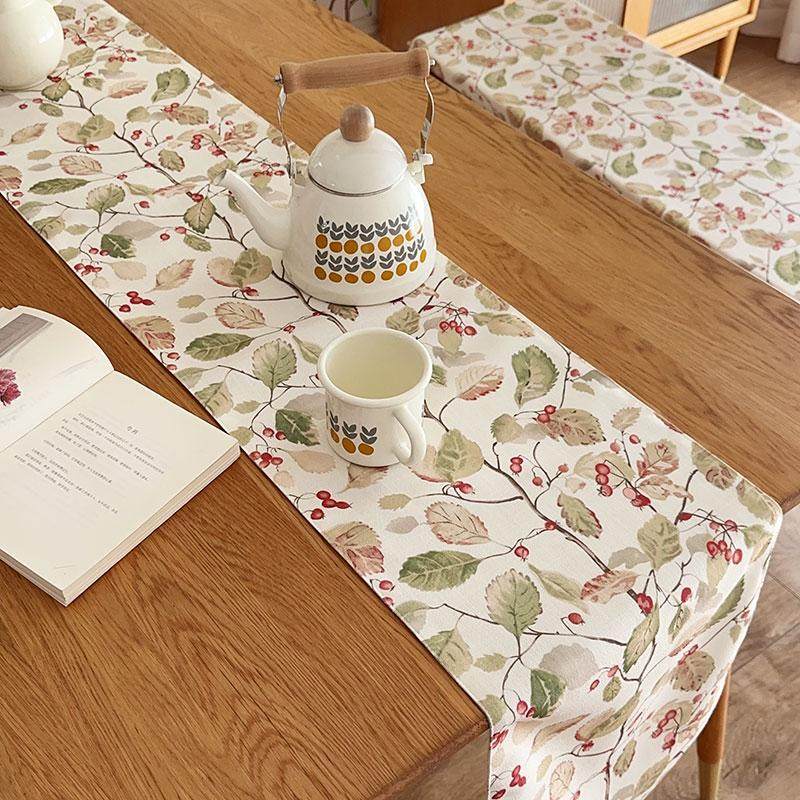 小野菓棉麻印花桌旗美式田园茶几餐桌垫布长方形边柜盖巾双层加厚,居家布艺,桌旗,淘宝优惠券,粉丝福利购,淘宝优惠卷