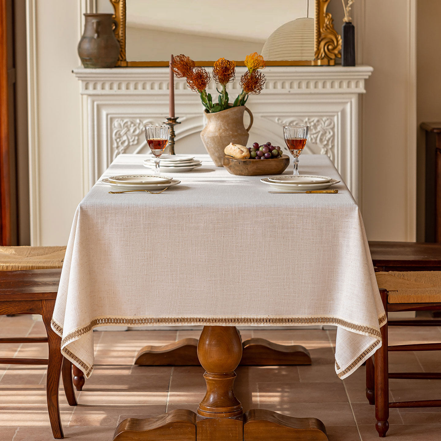 法式桌布纯色亚麻高级质感布美式复古桌布茶几布白色轻奢餐桌布艺,居家布艺,桌布,淘宝优惠券,粉丝福利购,淘宝优惠卷