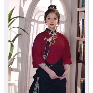 网红同款藏族服装男女布热上衣民族风衬衫藏式衬衣锅庄舞藏装