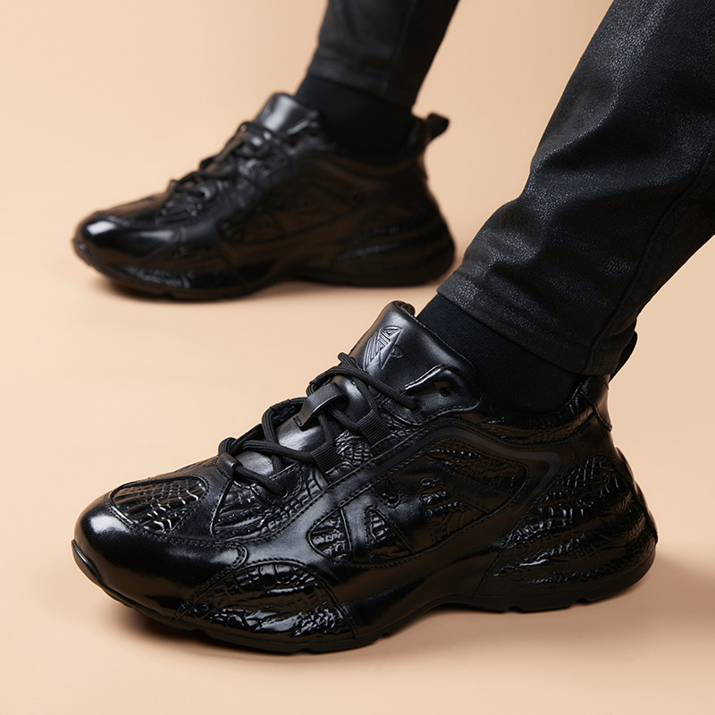 头层牛皮厚底男士潮流休闲增高百搭雅致轻奢时尚真皮英伦风男鞋