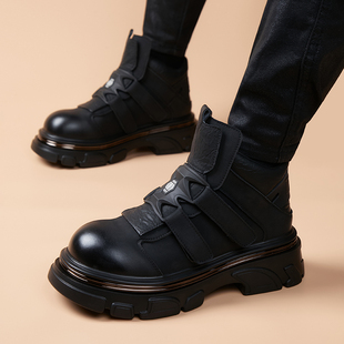 时尚潮流学院风男士短靴厚底增高马丁靴高帮高帮韩版休闲青年男靴
