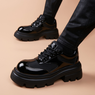 德比鞋 透气英伦增高英伦风潮流青年百搭商务正装 男士 厚底休闲皮鞋