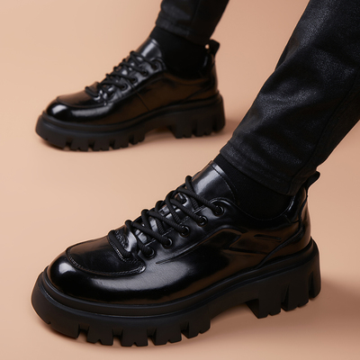 英伦风厚底增高潮流百搭时尚男鞋休闲皮鞋系带商务正装男士单鞋