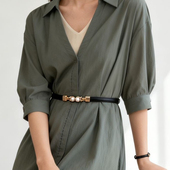 小众单品珍珠字母对扣腰带女ins潮流配毛衣连衣裙弹力松紧细腰带