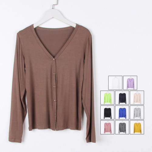 单排扣莫代尔长袖开衫外套