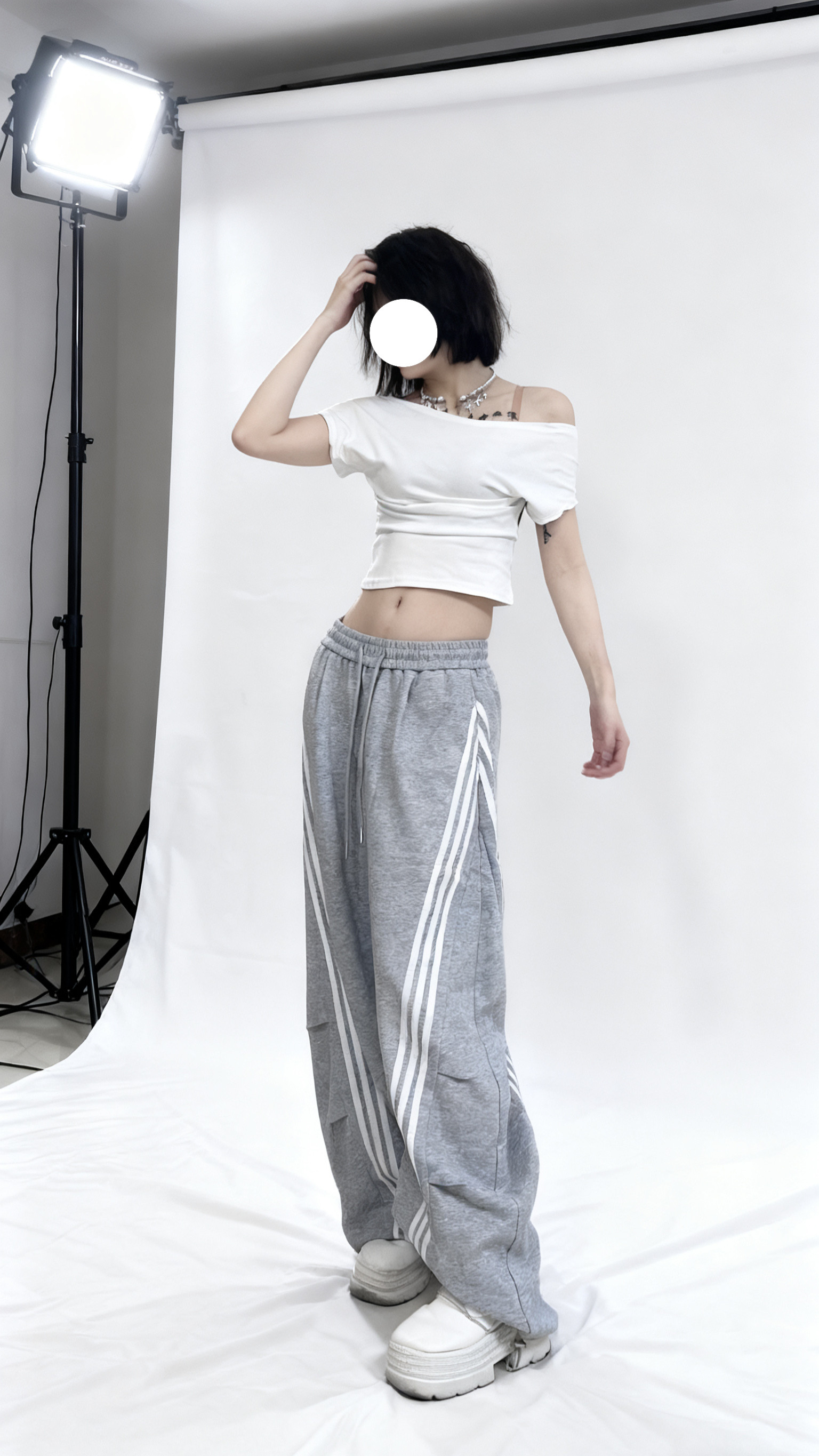 DUDUSTUDIO 白色辣妹正肩短袖T恤女掐腰紧身高腰大露背短款上衣